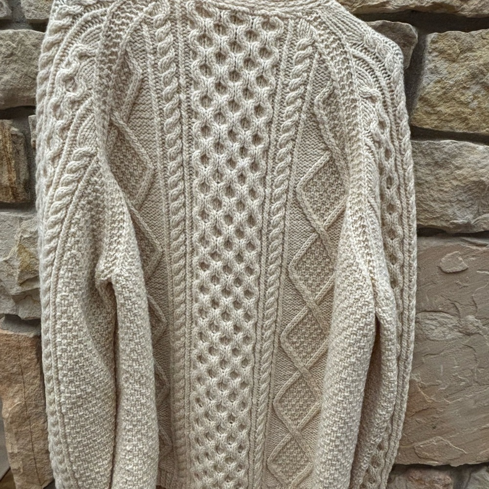 Vintage Aran Carraig Cream Cable Knit Cardigan Sweater - Picture 5 of 6